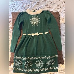 Gymboree Green and White Faux Fur Sweater Dress